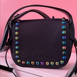 Coach Studded Black Leather Shoulder Bag